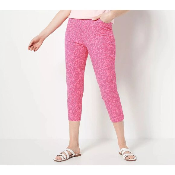 Isaac Mizrahi Live Reg 24 7 Stretch Printed Crop Pant Womens Plus 26 Cotton NEW - Picture 1 of 7